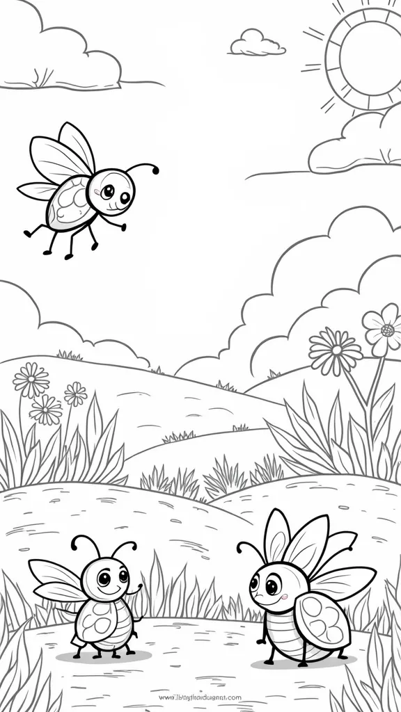 lady bug cartoon coloring pages